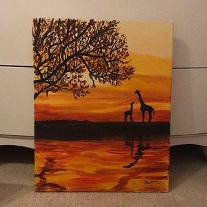 handmade oil painting-giraffe